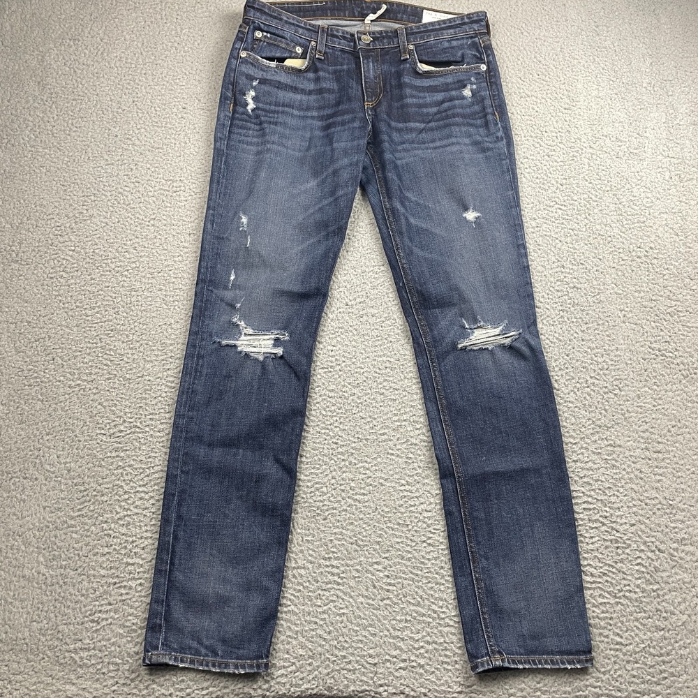 Rag & Bone Dre Low Rise Slim Boyfriend Jeans Womens 26 Blue Distressed Harper